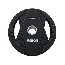Блини диски гумові з подвійним хватом та металевою втулкою Wuotan WD.20 ø51мм 20кг чорний, гума