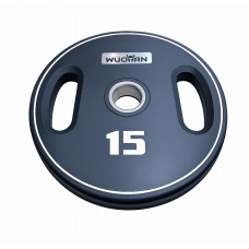 Блини диски поліуретанові з подвійним хватом Wuotan WDP.15  ​​ø51мм 15кг чорний