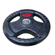 Блини диски гумові з потрійним хватом та металевою втулкою Wuotan WD.15 ø51мм 15кг чорний, гума