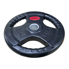 Блини диски гумові з потрійним хватом та металевою втулкою Wuotan WD.20 ø51мм 20кг чорний, гума