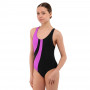 Купальник для плавания слитный детский 6-12лет черный-фиолетовый PL-6925    12