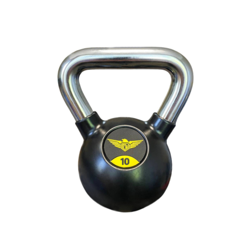 Обгумована гиря 10 кг Generation Fitness FS-21-10-GR (ручки - хром)