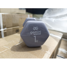 Гантель для фітнесу з вініловим покриттям 2шт по 1.0кг Gemini Sport GSD-1.0GRAY