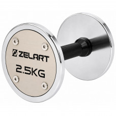 Гантель цільна професійна сталева хромована Zelart TA-7048-2_5 1шт 2,5кг хром