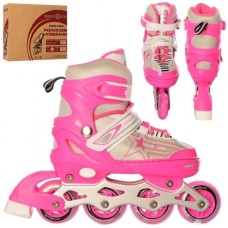 Ролики Profi Roller A 4138-S-P размер 31-34 Розовый-Белый