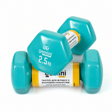 Гантелі Gemini Sport для фітнесу з вініловим покриттям 2шт по 2.5кг GSD-2.5CYAN