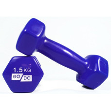 Гантель для фитнеса с виниловым покрытием 2шт GoDo GD-1.5BL