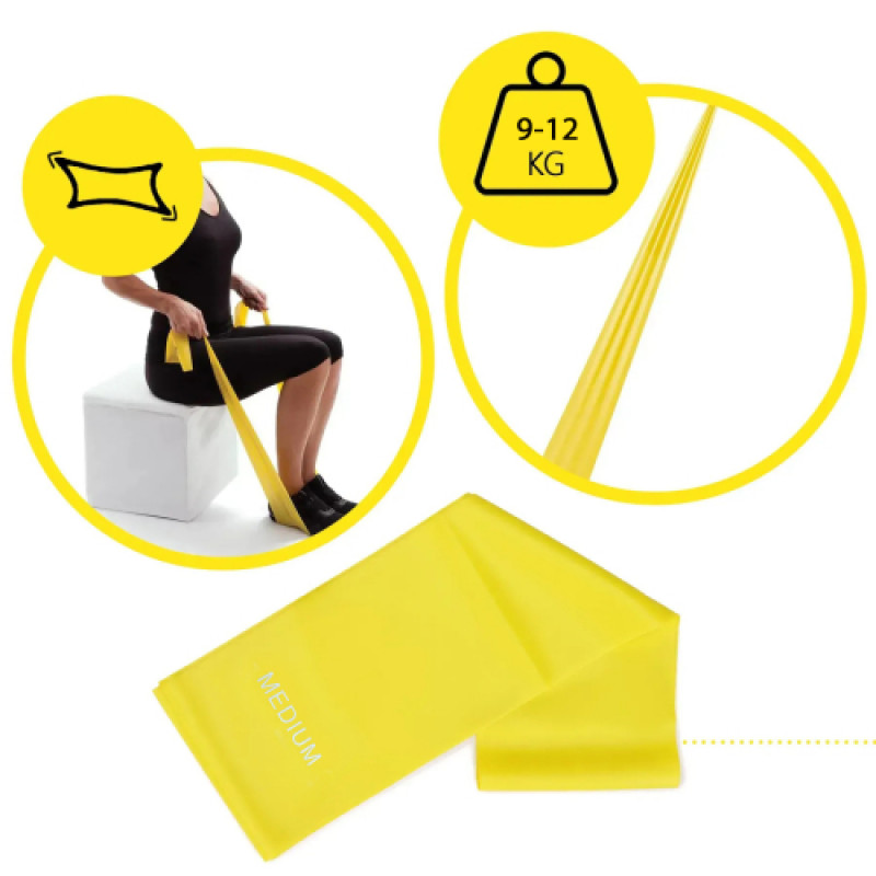 Стрічка-еспандер 9-12 кг 200х15х0.5 см M yellow Generation Fitness