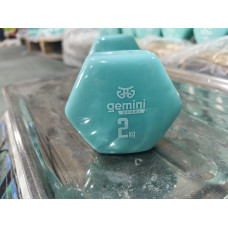 Гантель для фітнесу з вініловим покриттям 2шт по 2.0кг Gemini Sport GSD-2.0CYAN