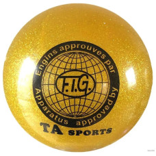 М'яч для художньої гімнастики FIG 15 см жовтий з блискітками FG-12-15-Y