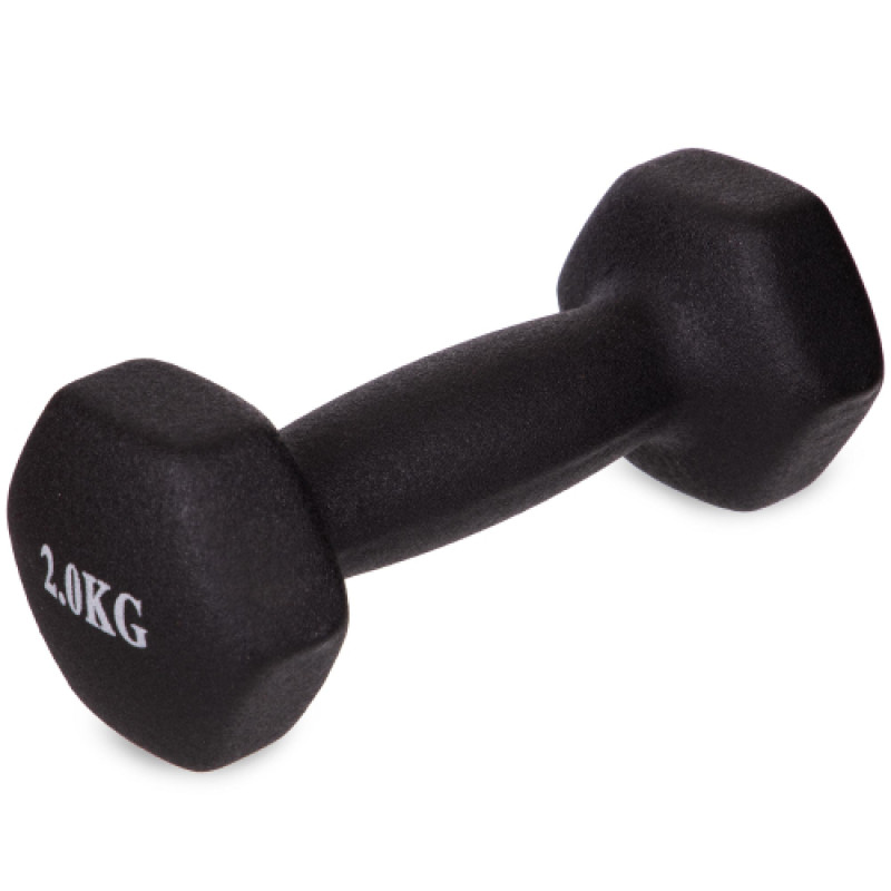 Гантель для фітнесу з неопреновим покриттям Generation Fitness FF51D4A-2kg (чорний)