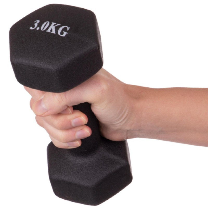 Гантель для фітнесу з неопреновим покриттям Generation Fitness FF51D4A-3kg (чорний)