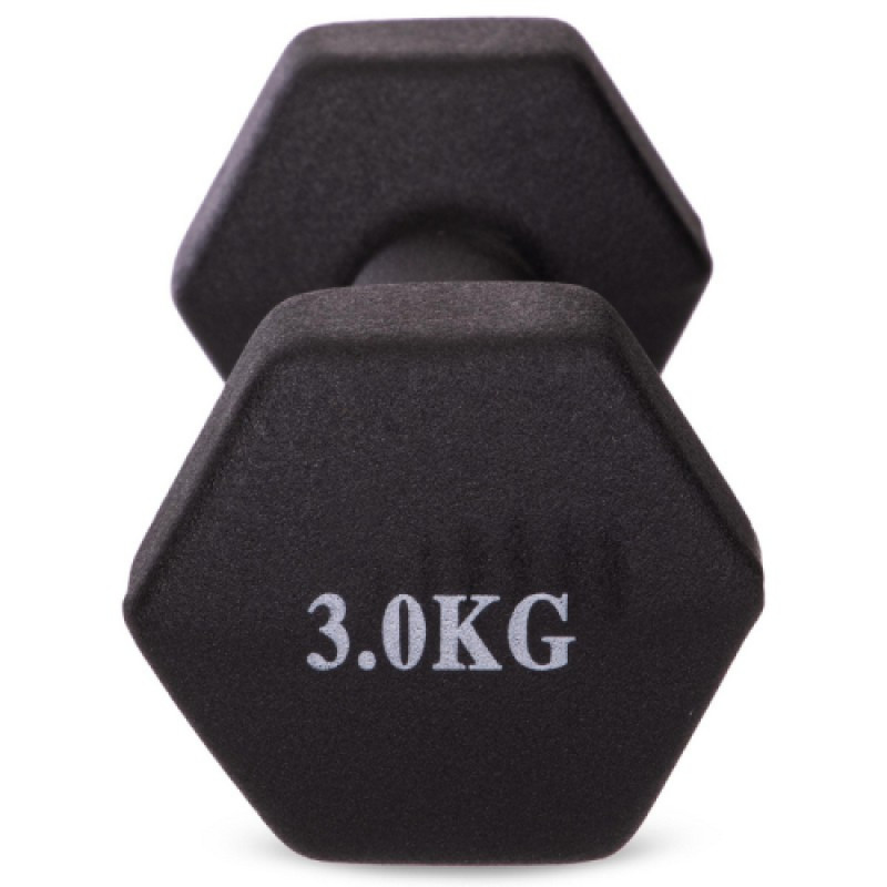 Гантель для фітнесу з неопреновим покриттям Generation Fitness FF51D4A-3kg (чорний)
