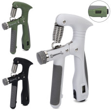 Еспандер кистьовий пружинний з лічильником та регульованим навантаженням 10-120кг GI-4216 Зелений