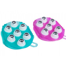 Масажер рукавиця двостороння з магнітними насадками. Рожевий