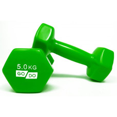 Гантель для фитнеса с виниловым покрытием 2шт по 5кг GoDo GD-5.0GR