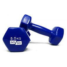 Гантель для фитнеса с виниловым покрытием 2шт по 5кг GoDo GD5.0BL