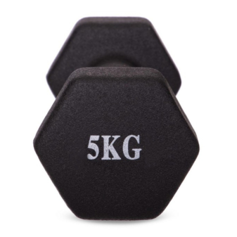 Гантель для фітнесу з неопреновим покриттям Generation Fitness FF51D4A-5kg (чорний)