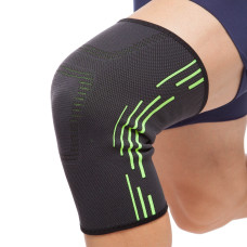 Наколінник бандаж еластичний S-XL 1шт Чорно-салатовий ST-1010GR   M