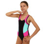 Купальник для плавання злитий дитячий 6-12років чорно-бірюзово-малиновий PL-2413    6