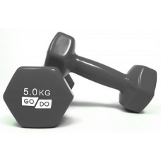 Гантелі для фітнесу з вініловим покриттям 2шт по 5кг GoDo GD-5.0GREY