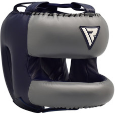 Боксерський шолом із бампером RDX Leather Pro Blue L