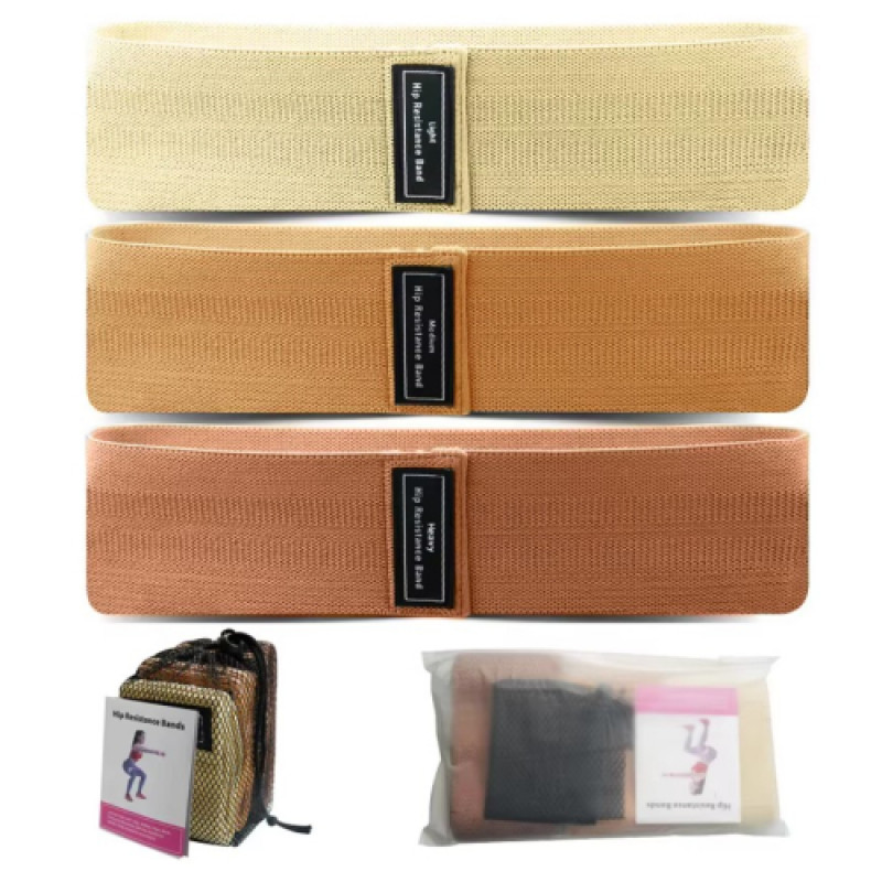 Набір тканинних еспандерів Generation Fitness Hip resistance band 3 шт (коричневий)