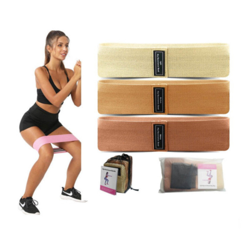 Набір тканинних еспандерів Generation Fitness Hip resistance band 3 шт (коричневий)