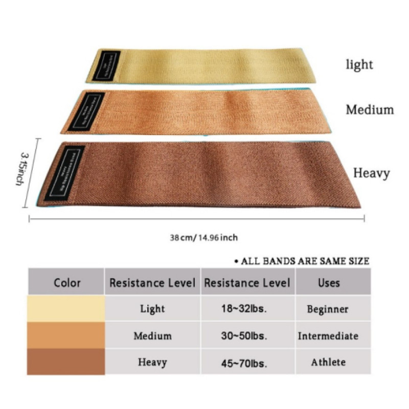 Набір тканинних еспандерів Generation Fitness Hip resistance band 3 шт (коричневий)