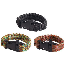 Браслет выживания с огниво, карбин, свисток 220x2см XJ-006 Черный