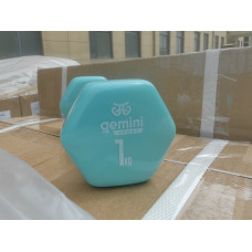 Гантель для фітнесу з вініловим покриттям 2шт по 1.0кг Gemini Sport GSD-1.0CYAN