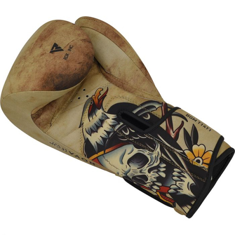Боксерські рукавиці RDX T14 HARRIER Brown Tattoo 14 ун.