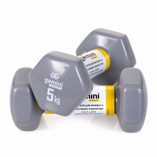 Гантелі Gemini Sport для фітнесу з вініловим покриттям 2шт по 5.0кг GSD-5.0GRAY