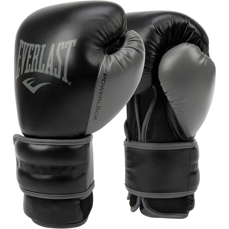 Перчатки боксерские Everlast POWERLOCK 2R TRAINING GLOVE 14oz Чёрно-серый (Оригинал) P00002285