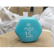 Гантель для фітнесу з вініловим покриттям 2шт по 1.5кг Gemini Sport GSD-1.5CYAN