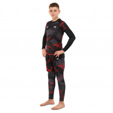Костюм компрессионный детский рашгард лонгслив штаны и шорты VNM черный-красный 9529B-9629B-V5020   M