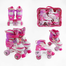 Ролики "Русалка" розмір 29-33 рожевобілий R-300-05