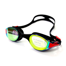 Очки для плавания LEACCO хамелеон, черный-красный MC-1970-BK