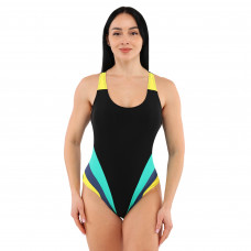 Купальник для плавания слитный женский чёрный-жёлтый PL-7671-2    38