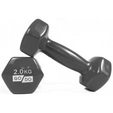 Гантель для фітнесу з вініловим покриттям 2шт GoDo GD-2.0GREY