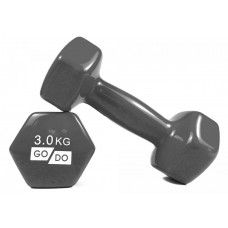 Гантель для фітнесу з вініловим покриттям 2шт GoDo GD-3.0GREY