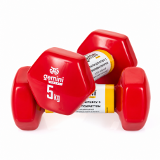 Гантелі Gemini Sport для фітнесу з вініловим покриттям 2 шт по 5.0 кг GSD-5.0RED