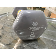 Гантель для фітнесу з вініловим покриттям 2шт по 2.0кг Gemini Sport GSD-2.0GRAY