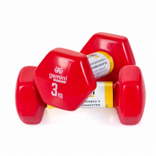 Гантели для фитнеса Gemini Sport с виниловым покрытием 2×3 кг GSD-3.0RED