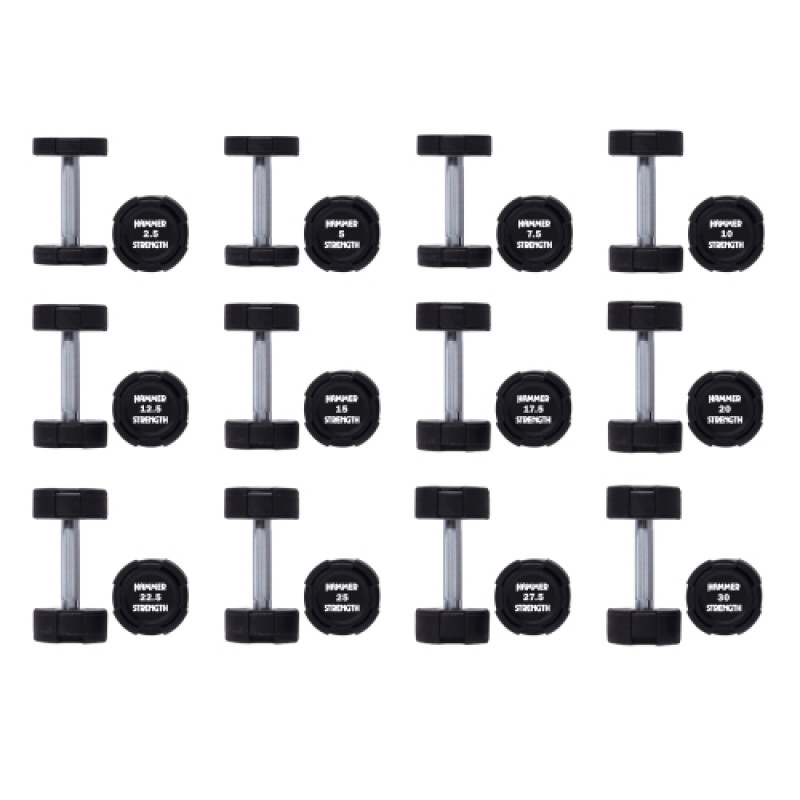 Гантельний ряд 2.5-30 кг Hammer Strength TPU (12 пар) 390 кг