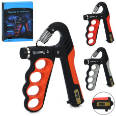 Еспандер кистьовий пружинний з лічильником та регульованим навантаженням 5-100кг GI-4673-1 Чорний-поманранчевий