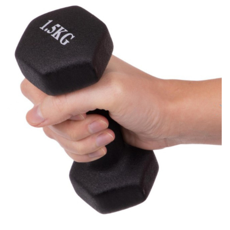 Неопренова гантель для фітнесу Generation Fitness FF51D3A-1.5kg (чорний)