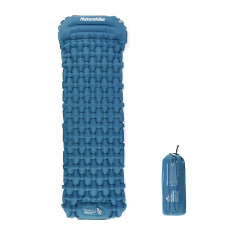 Матрац туристичний водонепроникний одномісний  Naturehike CNK2300DZ0001, 198x59x6.5 см, темно-синій із вбудованою помпою для надування