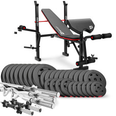 Набор Hop-Sport Premium 173кг со скамьей HS-1055, штангами и гантелями