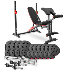 Набор Hop-Sport Premium 105кг со скамьей HS-1095, штангами и гантелями